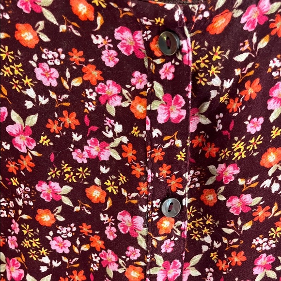 Floral Puff-Sleeve Dress in Burgundy and Pink - Picture 5 of 5